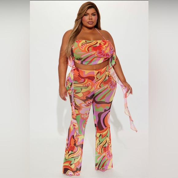 NWT Fashion Nova Tanya Mesh Pant Set - Size XL - Picture 3 of 7